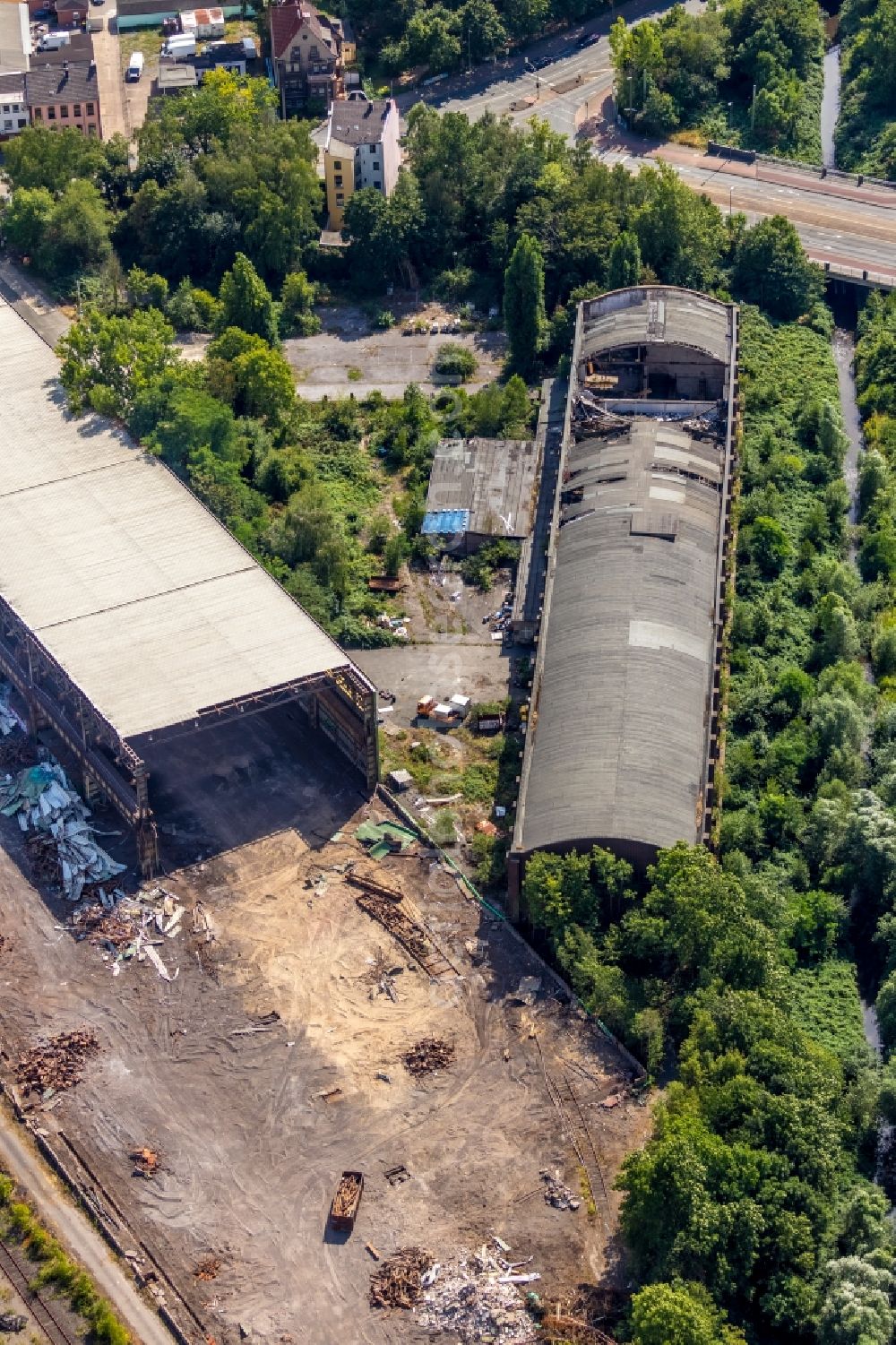 Dortmund from above - Ruin of vacant building on the former Gelaende of Hoesch-Stahl AG in Dortmund in the state North Rhine-Westphalia, Germany