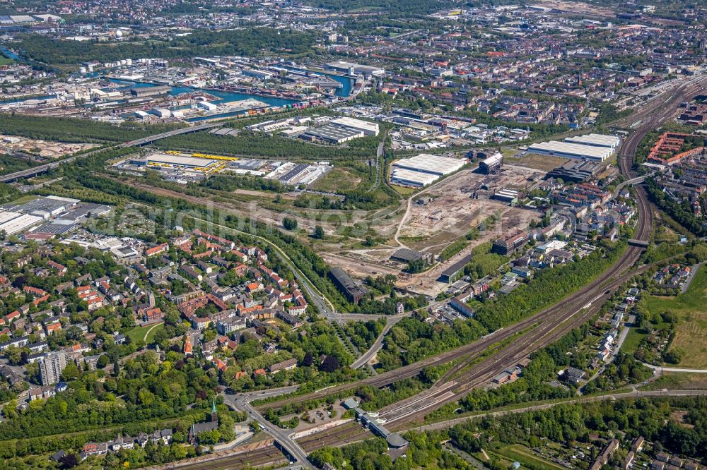 Aerial image Dortmund - Ruin of vacant building on the former Gelaende of Hoesch-Stahl AG in Dortmund in the state North Rhine-Westphalia, Germany