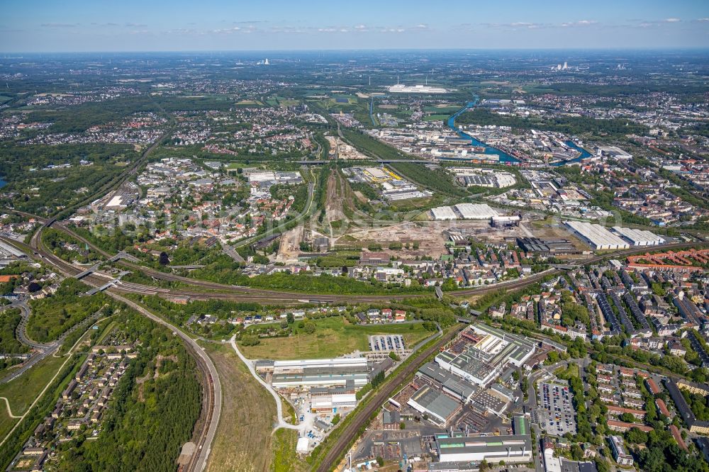 Dortmund from above - Ruin of vacant building on the former Gelaende of Hoesch-Stahl AG in Dortmund in the state North Rhine-Westphalia, Germany