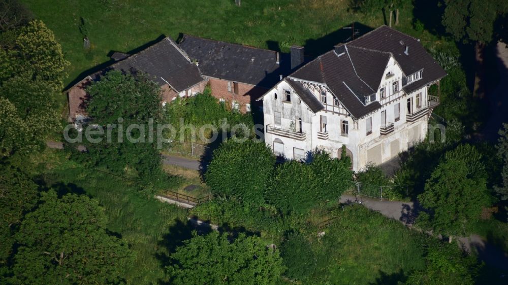 Königswinter from above - Ruin of vacant building Burghof in Koenigswinter in the state North Rhine-Westphalia, Germany