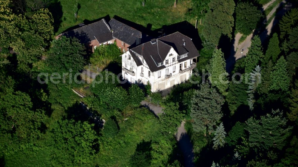 Aerial image Königswinter - Ruin of vacant building Burghof in Koenigswinter in the state North Rhine-Westphalia, Germany