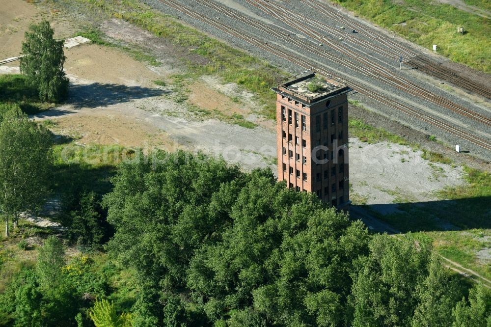 Aerial image Halberstadt - Building ruin of the former building of the former railway works in Halberstadt, Saxony-Anhalt, Germany