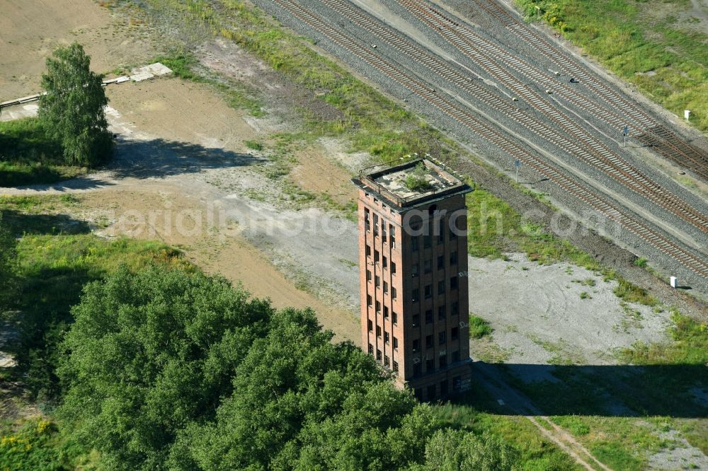 Aerial photograph Halberstadt - Building ruin of the former building of the former railway works in Halberstadt, Saxony-Anhalt, Germany