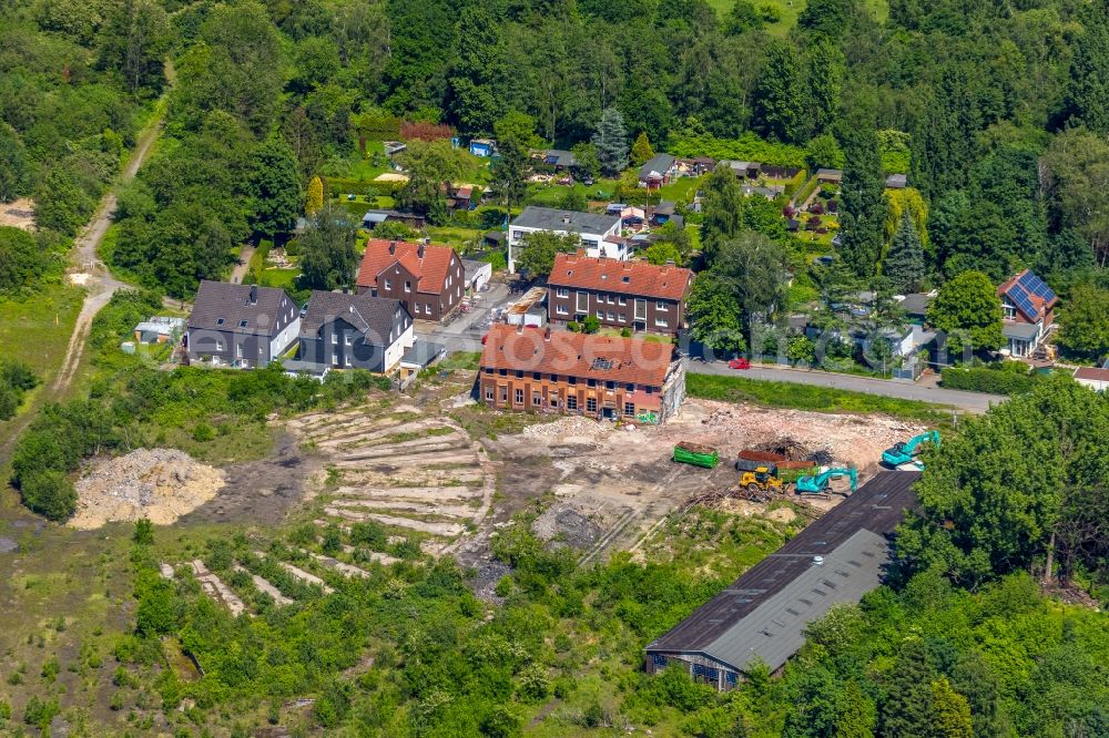 Aerial photograph Herne - Ruin of vacant building on Hunbergstrasse in Herne in the state North Rhine-Westphalia, Germany