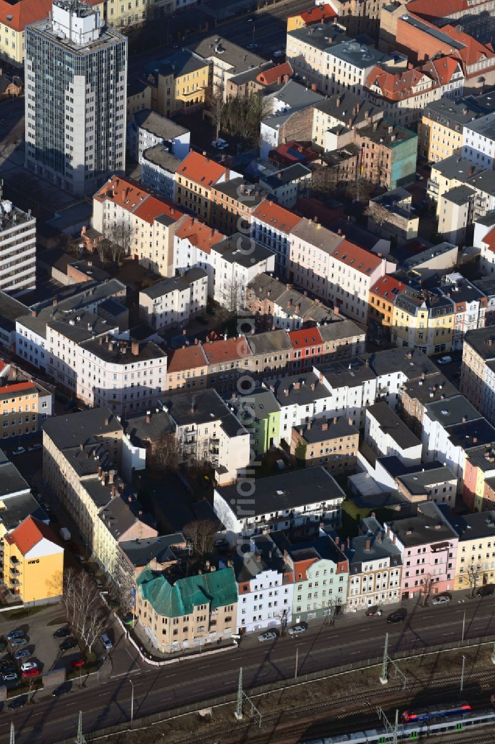 Aerial image Halle (Saale) - Ruin of vacant building Volkmannstrasse corner Dzondistrasse in Halle (Saale) in the state Saxony-Anhalt, Germany