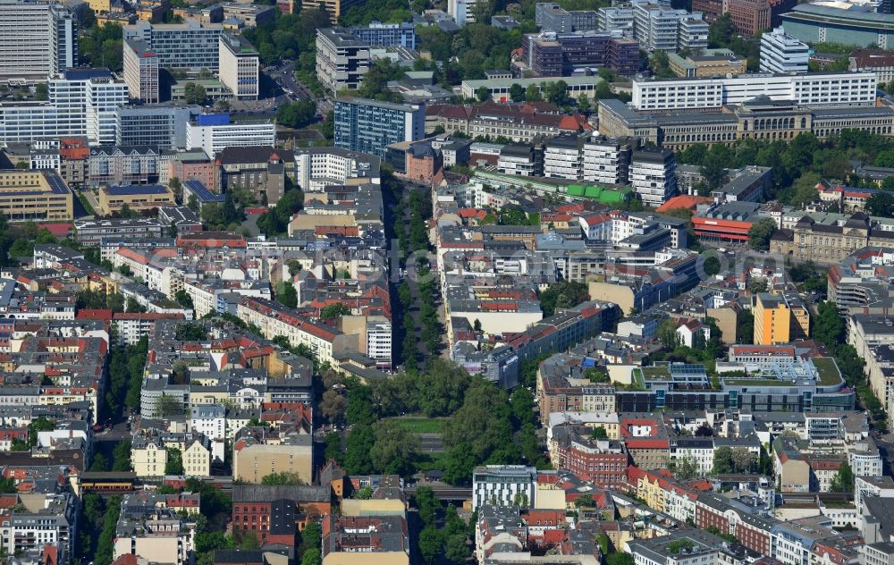 Berlin from the bird's eye view: View of Building on Savigny Platz on Kant street in the Charlottenburg district in Berlin