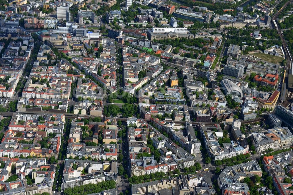 Berlin from the bird's eye view: View of Building on Savigny Platz on Kant street in the Charlottenburg district in Berlin