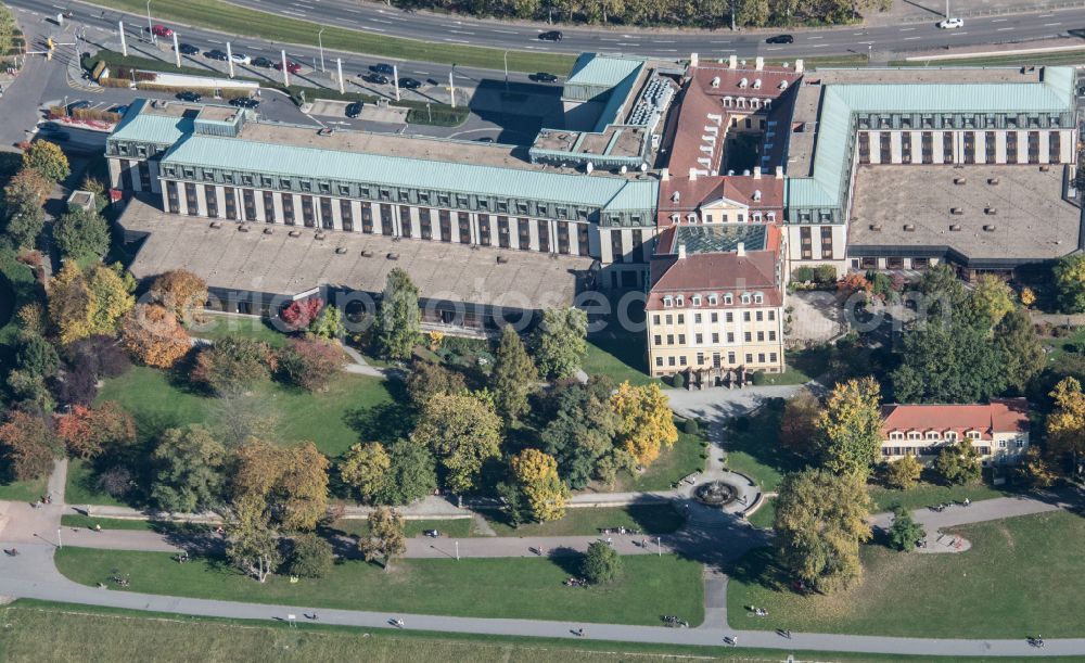 Aerial image Dresden - Castle hotel building Bellevue in Dresden in the state Saxony, Germany