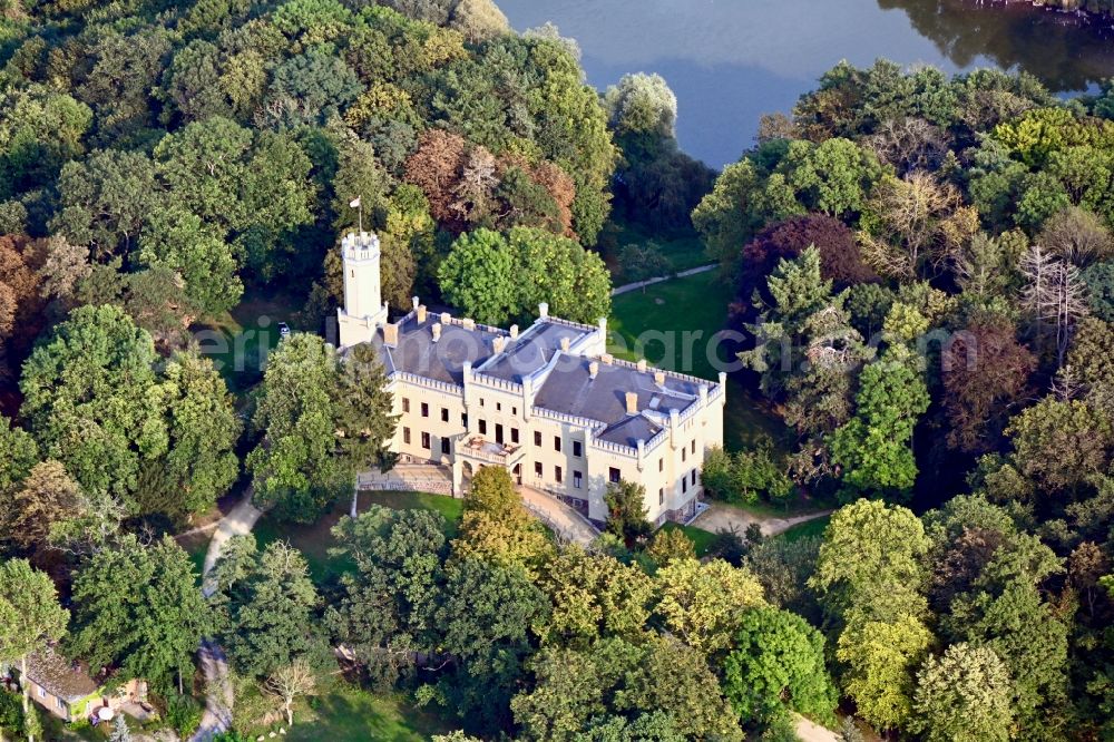 Aerial image Reichenow-Möglin - Castle hotel building Schloss Reichenow in Reichenow-Moeglin in the state Brandenburg, Germany