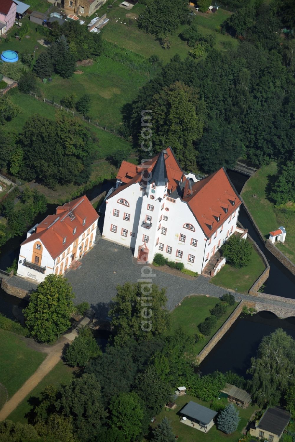 Belgershain from above - Building and castle Park castle Belgershain in Belgershain in the state Saxony