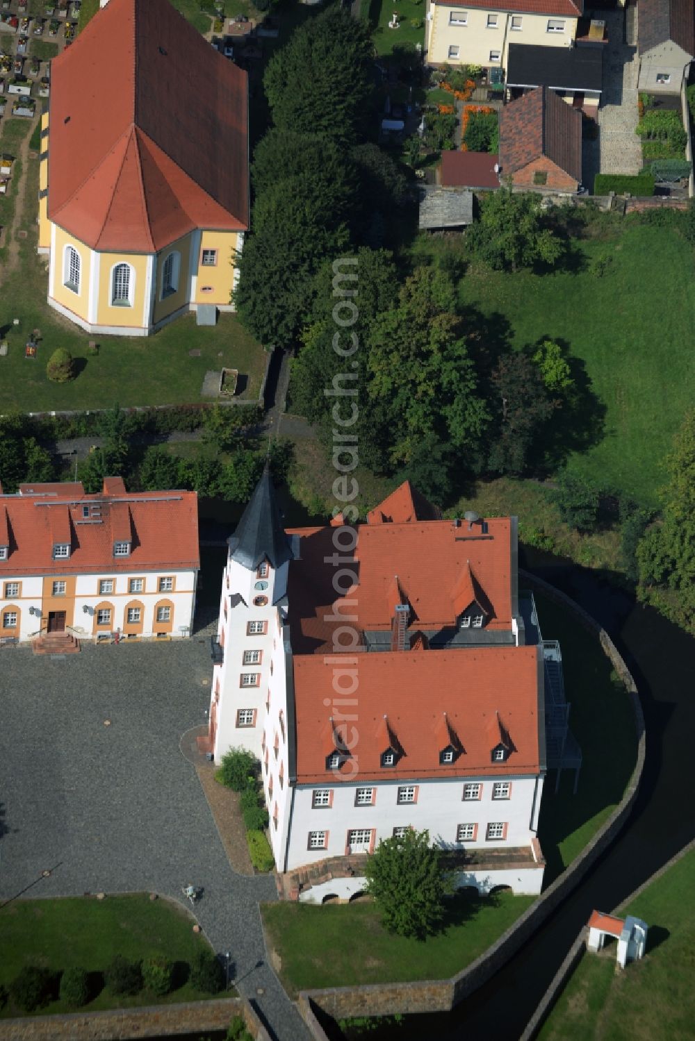 Belgershain from above - Building and castle Park castle Belgershain in Belgershain in the state Saxony