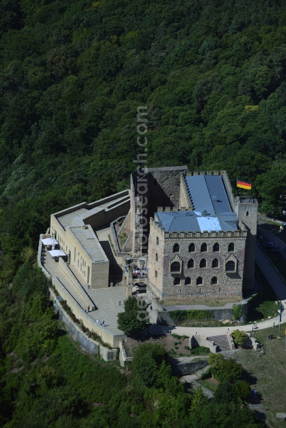 Neustadt an der Weinstraße from above - Building and Castle Park Castle Das Hambacher Schloss in Neustadt an der Weinstrasse in the state Rhineland-Palatinate