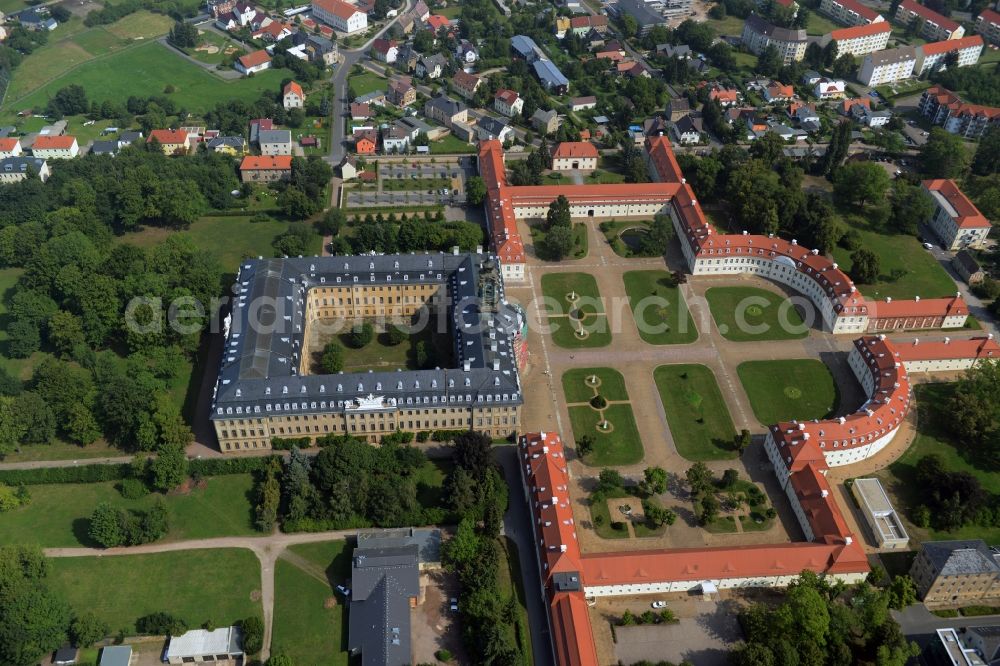 Wermsdorf from above - Building and Castle Park Castle Hubertusburg Wermsdorf in Wermsdorf in the state Saxony