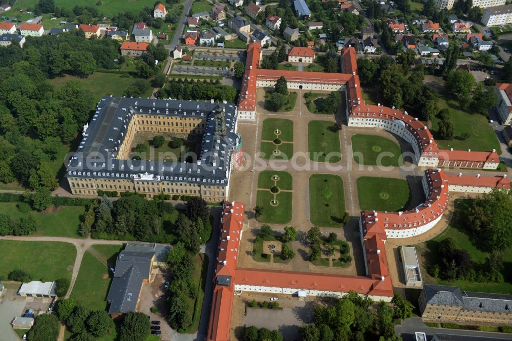 Wermsdorf from the bird's eye view: Building and Castle Park Castle Hubertusburg Wermsdorf in Wermsdorf in the state Saxony