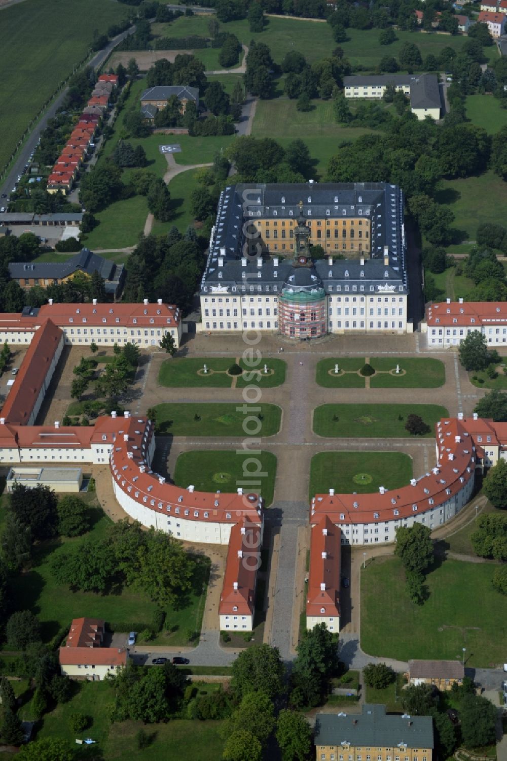 Wermsdorf from the bird's eye view: Building and Castle Park Castle Hubertusburg Wermsdorf in Wermsdorf in the state Saxony