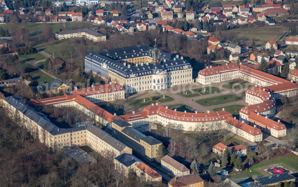 Aerial image Wermsdorf - Building and Castle Park Castle Hubertusburg Wermsdorf in Wermsdorf in the state Saxony