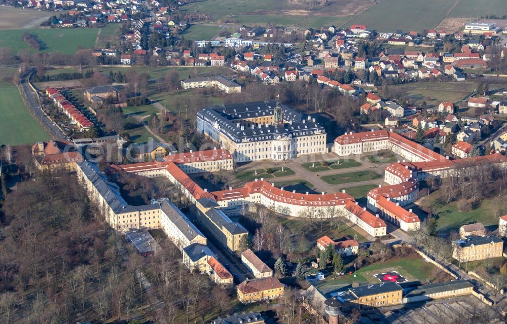 Aerial photograph Wermsdorf - Building and Castle Park Castle Hubertusburg Wermsdorf in Wermsdorf in the state Saxony