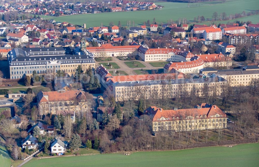 Wermsdorf from above - Building and Castle Park Castle Hubertusburg Wermsdorf in Wermsdorf in the state Saxony