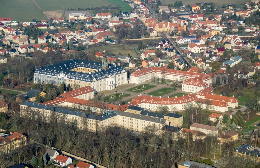 Aerial image Wermsdorf - Building and Castle Park Castle Hubertusburg Wermsdorf in Wermsdorf in the state Saxony