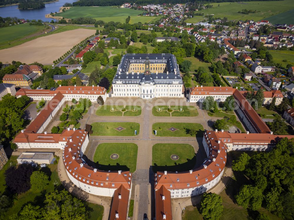 Wermsdorf from the bird's eye view: Building and Castle Park Castle Hubertusburg Wermsdorf in Wermsdorf in the state Saxony