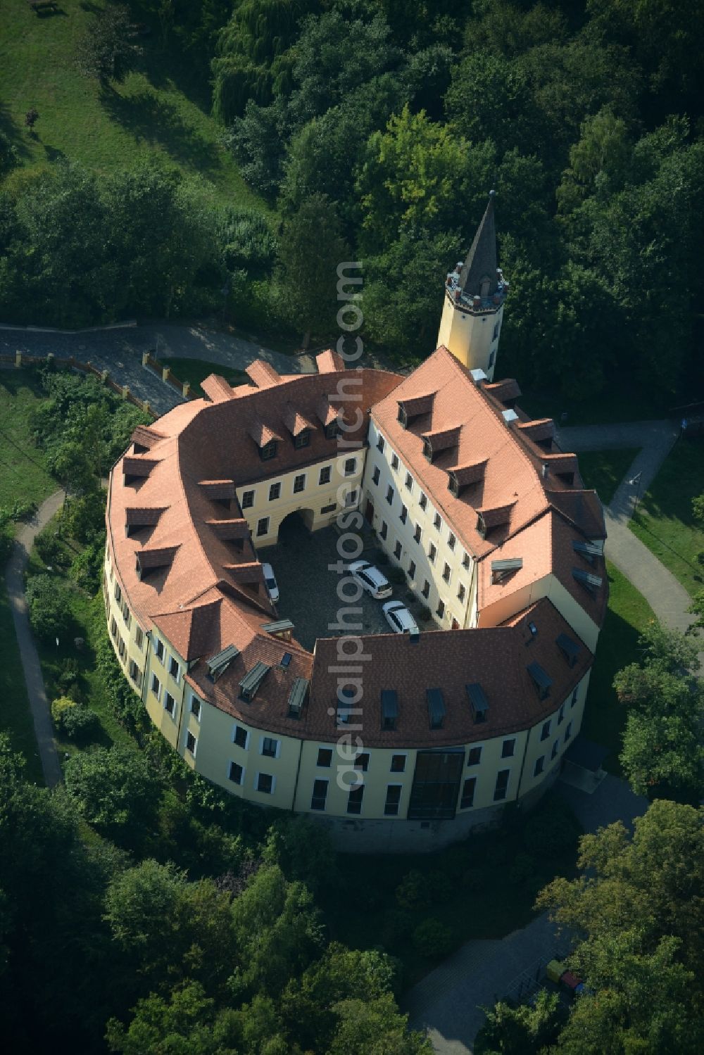 Aerial image Jessen (Elster) - Building and Castle Park Castle in Jessen (Elster) in the state Saxony-Anhalt