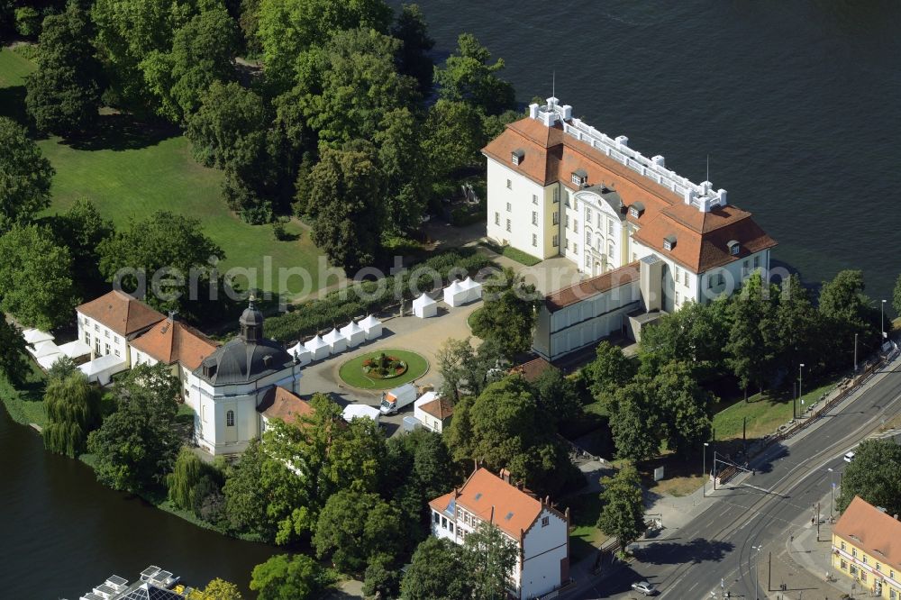 Berlin from above - Building and Castle Park Castle Schloss Koepenick in Berlin in Germany