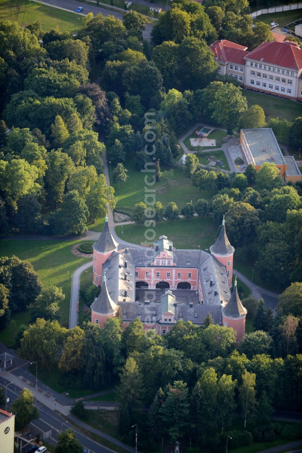 Sokolov from above - Building and Castle Park Castle Muzeum Sokolov, p.o. Karlovarského kraje in Sokolov in Czech Republic