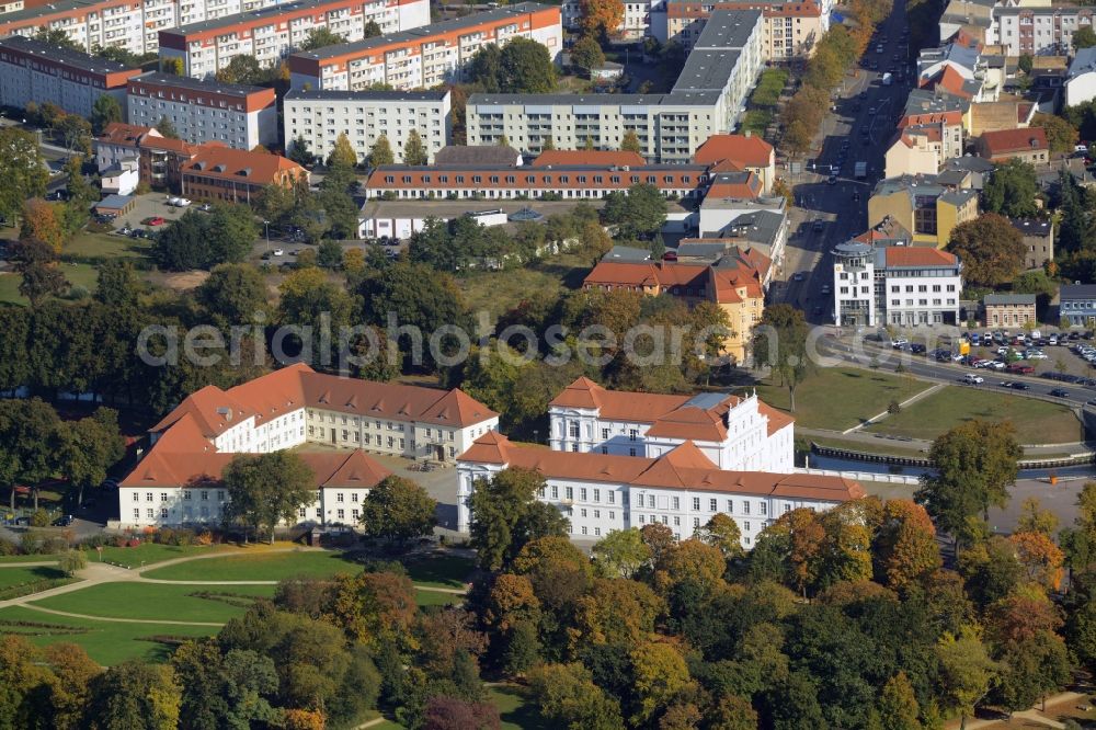 Oranienburg from above - Building and Castle Park Castle in Oranienburg in the state Brandenburg