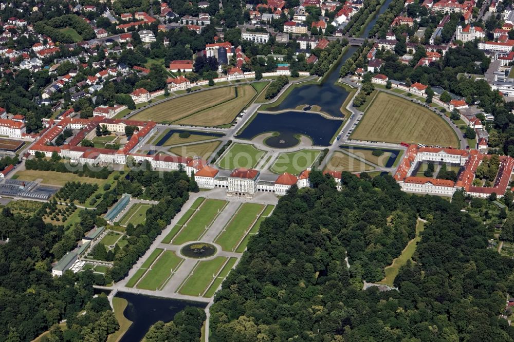 München from the bird's eye view: Building and Castle Park Castle Nymphenburg in Neuhausen-Nymphenburg in Munich in the state Bavaria