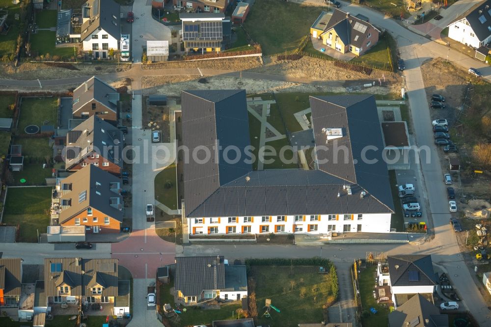 Aerial image Haltern am See - Building of the retirement center Alloheim Senioren-Residenz a??Sythen on Seea?? in Haltern am See in the state North Rhine-Westphalia, Germany