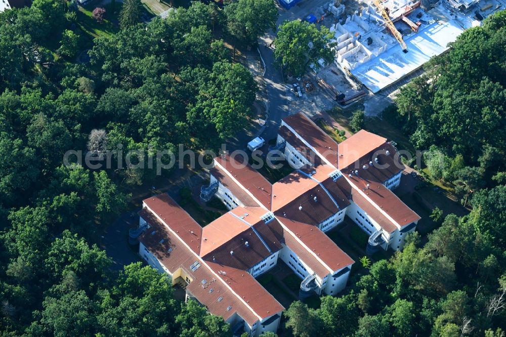 Berlin from above - Building of the retirement center Alpenland Pflegeheime Berlin GmbH on Koepenicker Strasse in the district Marzahn-Hellersdorf in Berlin, Germany