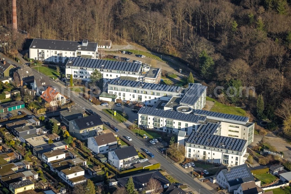 Hagen from above - Building of the retirement center BSH Seniorenzentrum on Buschstrasse in Hagen at Ruhrgebiet in the state North Rhine-Westphalia, Germany