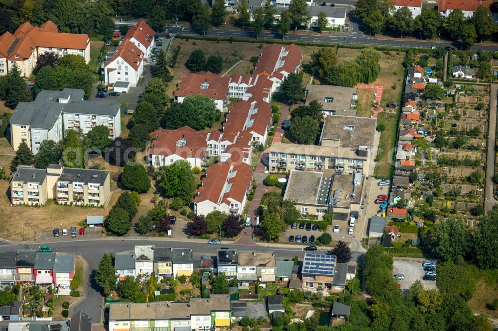 Aerial image Bergkamen - Building of the retirement center Hermann-Goerlitz-Seniorenzentrum on Marie-Juchacz-Strasse in Bergkamen in North Rhine-Westphalia, Deurschland