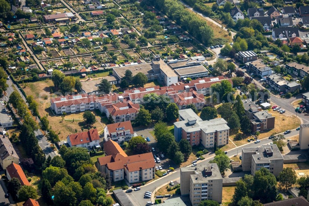 Bergkamen from above - Building of the retirement center Hermann-Goerlitz-Seniorenzentrum on Marie-Juchacz-Strasse in Bergkamen in North Rhine-Westphalia, Deurschland