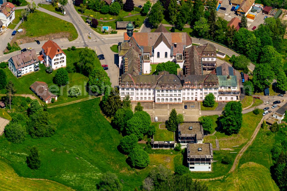 Friedenweiler from above - Building of the retirement center Pro Seniore Schloss Friedenweiler in Friedenweiler in the state Baden-Wuerttemberg, Germany