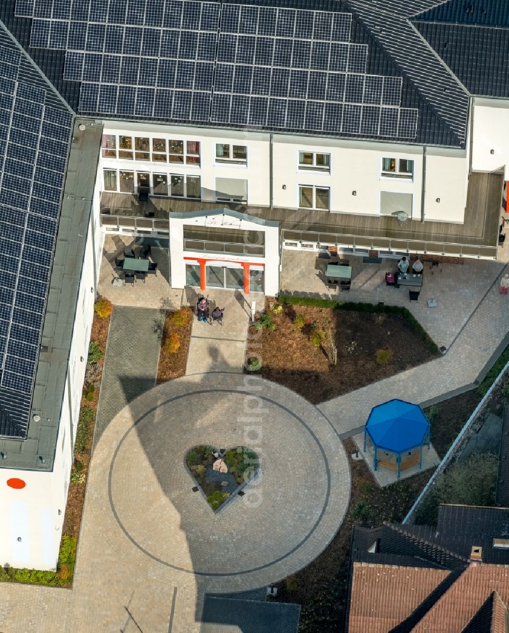 Dorsten from the bird's eye view: Building of the retirement center St.Marien Seniorenzentrum An of Molkerei - Am Gueterbahnhof in Dorsten in the state North Rhine-Westphalia, Germany