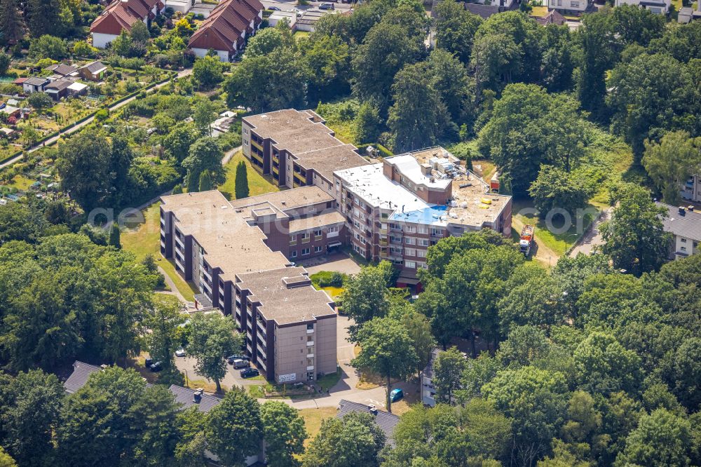 Castrop-Rauxel from above - Building of the retirement center Wilhelm-Kauermann-Seniorenzentrum on street Bahnhofstrasse in Castrop-Rauxel at Ruhrgebiet in the state North Rhine-Westphalia, Germany