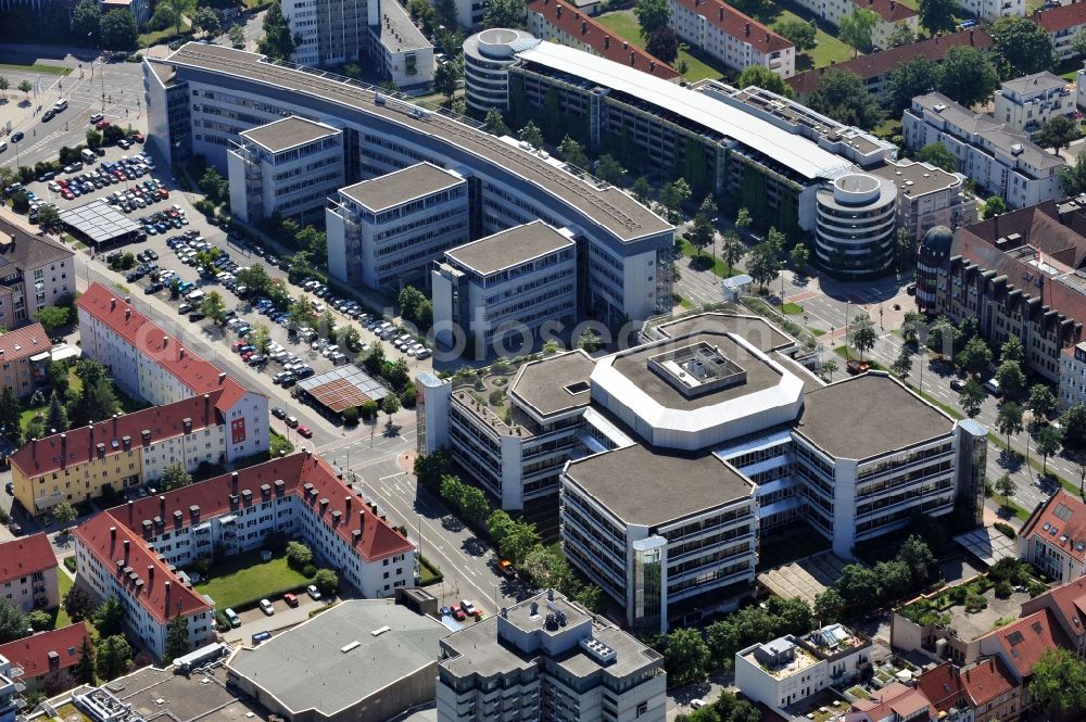 Erlangen from above - Building of Siemens Building Technologies GmbH in Erlangen in Bavaria