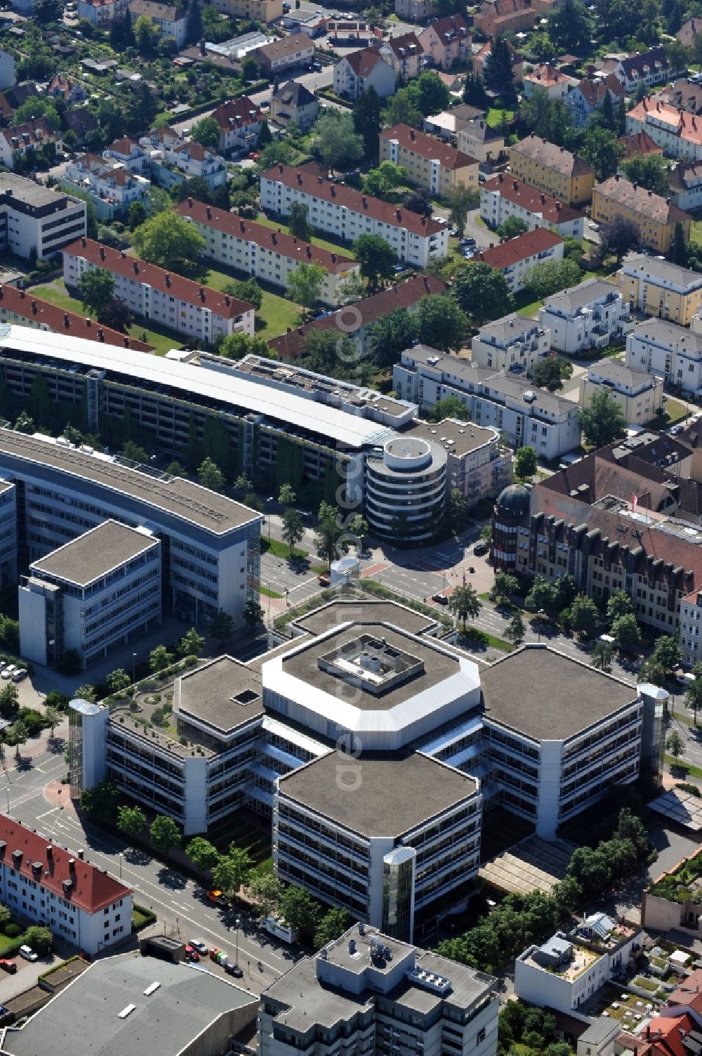 Erlangen from the bird's eye view: Building of Siemens Building Technologies GmbH in Erlangen in Bavaria