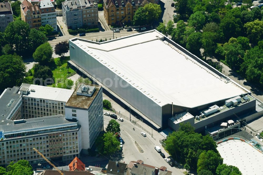 Aerial image Augsburg - Roof on the building of the sports hall Curt-Frenzel-Stadion on Senkelbachstrasse in Augsburg in the state Bavaria, Germany