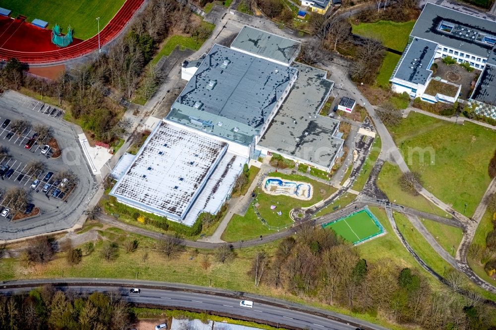 Ernsdorf from above - Roof on the building of the sports hall Dreifachhalle in Ernsdorf in the state North Rhine-Westphalia, Germany