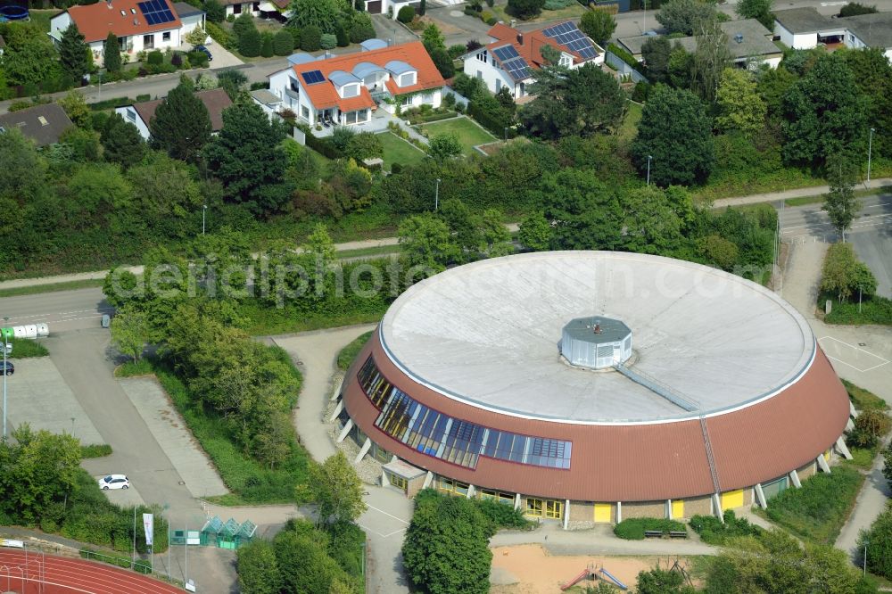 Ellwangen (Jagst) from above - Roof on the building of the sports hall in Ellwangen (Jagst) in the state Baden-Wuerttemberg