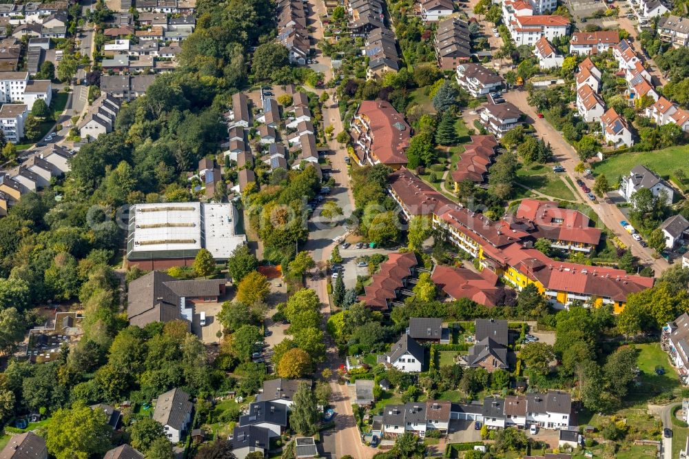 Aerial image Herdecke - Roof on the building of the sports hall Kirchende Am Berge in Herdecke in the state North Rhine-Westphalia, Germany