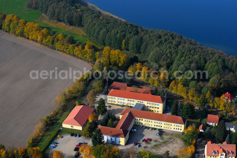 Aerial photograph Wandlitz - Roof on the building of the sports hall TTV Wandlitz on Prenzlauer Chaussee in Wandlitz in the state Brandenburg, Germany