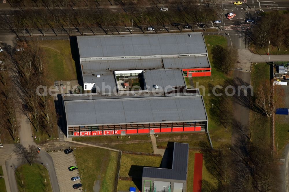 Aerial image Leipzig - Building of sports hall Ensemble LAZ Nordanlage Judohalle Am Sportforum in the district Mitte in Leipzig in the state Saxony