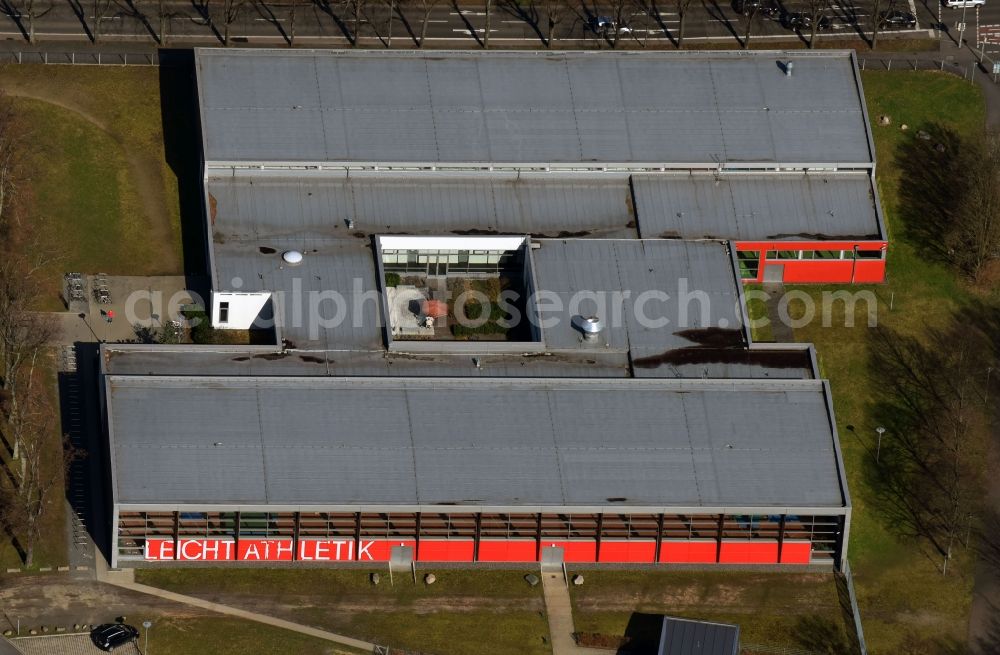 Aerial photograph Leipzig - Building of sports hall Ensemble LAZ Nordanlage Judohalle Am Sportforum in the district Mitte in Leipzig in the state Saxony