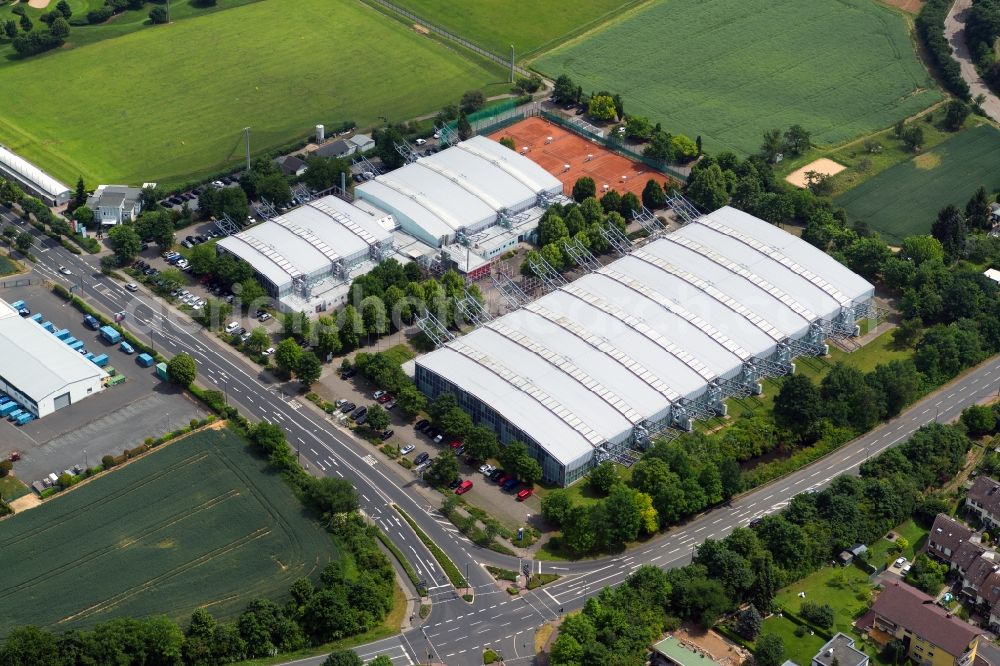 Aerial image Frankfurt am Main - Building of sports hall Ensemble Sport & Freizeitzentrum Kalbach in Frankfurt in the state Hesse, Germany