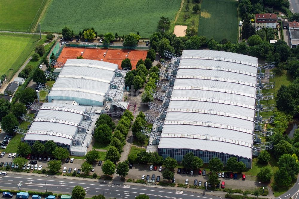 Frankfurt am Main from above - Building of sports hall Ensemble Sport & Freizeitzentrum Kalbach in Frankfurt in the state Hesse, Germany