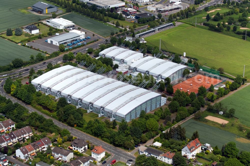 Aerial image Frankfurt am Main - Building of sports hall Ensemble Sport & Freizeitzentrum Kalbach in Frankfurt in the state Hesse, Germany