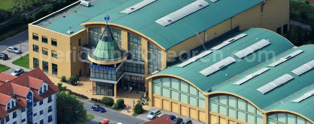 Aerial photograph Bernau - Building of sports hall Ensemble Sportforum FunJump in Bernau in the state Brandenburg, Germany